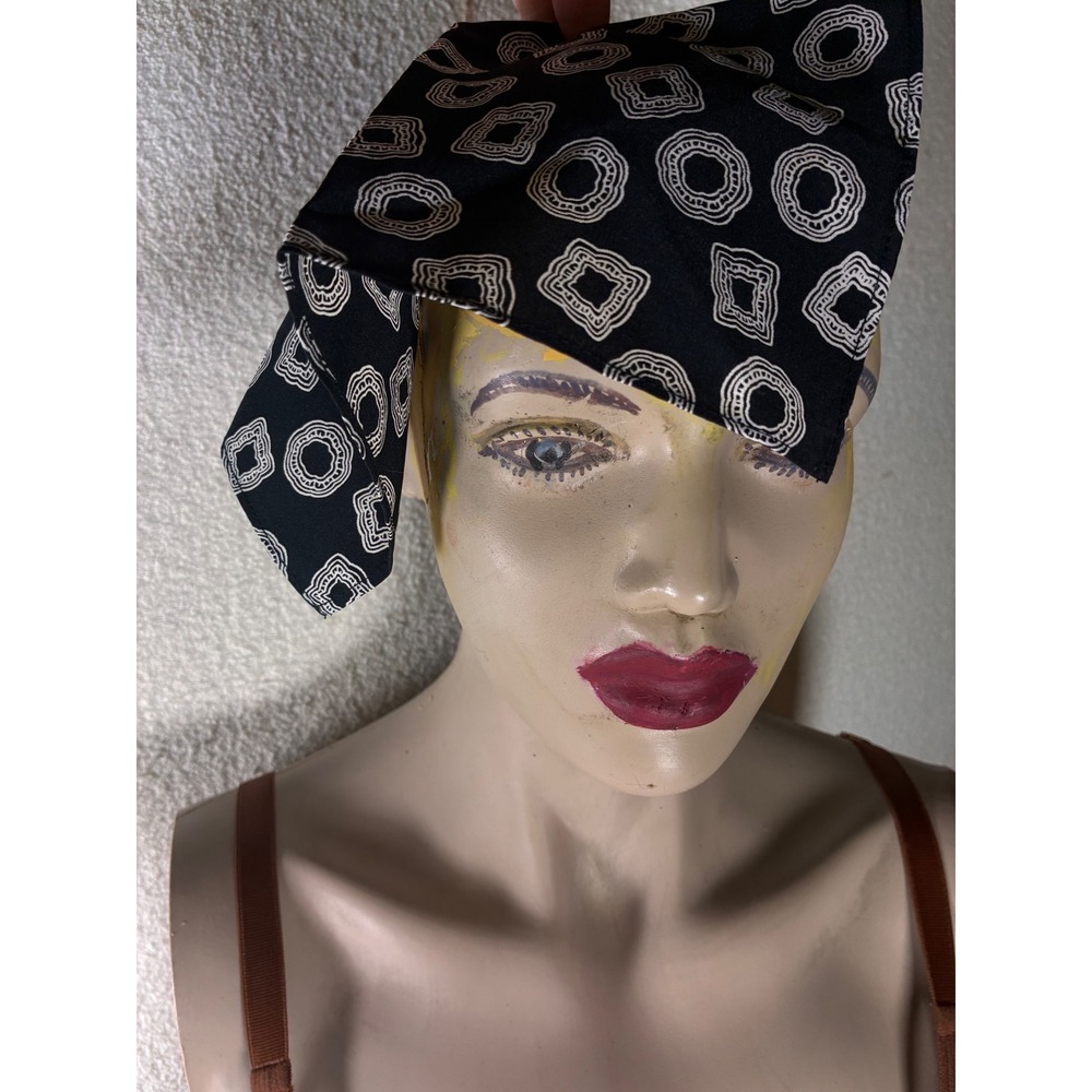 Unbranded Geometric Print Scarf Womens OS Black Excellent Square Headwrap